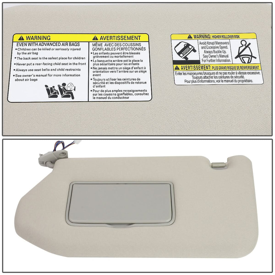 13-19 Nissan Pathfinder Sun Visor w/ Vanity Light Driver Side Gray