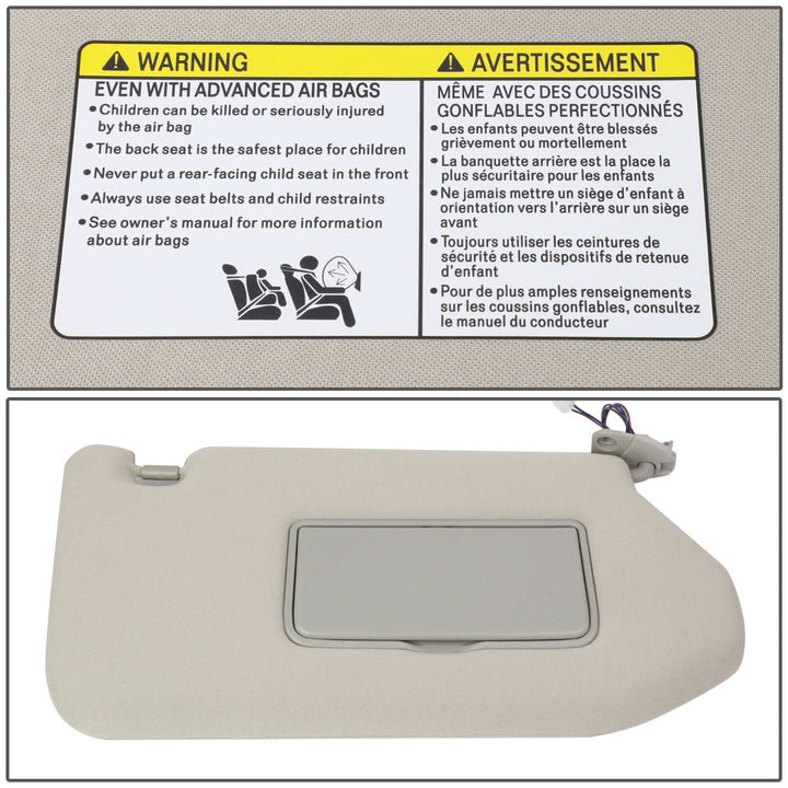 2013-2019 Nissan Pathfinder Gray Sun Visor w/ Vanity Light Passenger