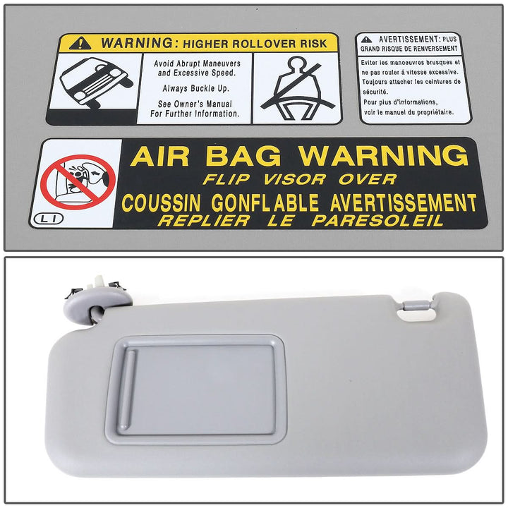 2006-2012 Toyota RAV4 Passenger Side Sun Visor - Gray