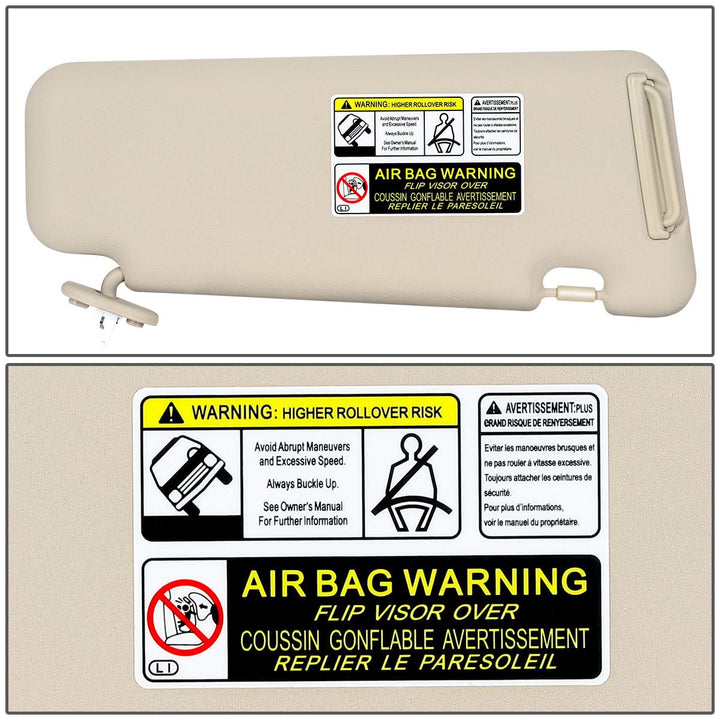 2008-2013 Toyota Highlander Sun Visor - Beige/Tan with Extension