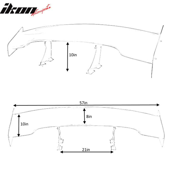 Universal 57" JDM Racing GT RS Carbon Fiber Trunk Spoiler W/ Brackets