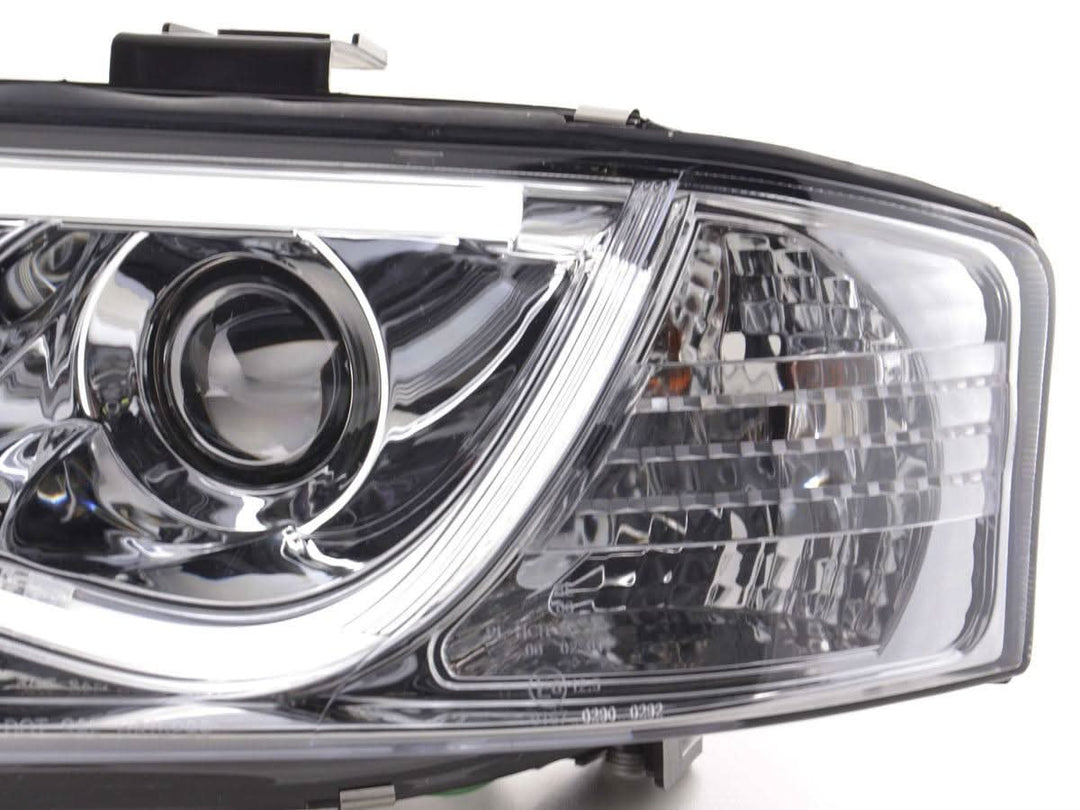 Audi A6 (C5 4B) Chrome LED Headlights with Daytime Running Lights (1997-2001) - With R87 approval