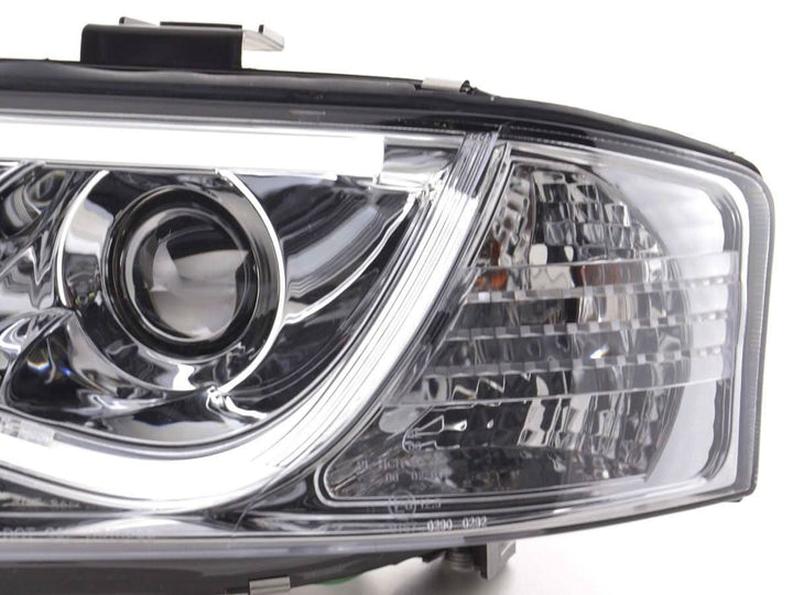 Audi A6 (C5 4B) Chrome LED Headlights with Daytime Running Lights (1997-2001) - With R87 approval