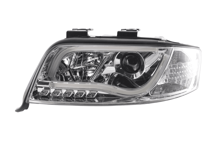 Audi A6 (C5 4B) Chrome LED Headlights with Daytime Running Lights (2001-2004) - With R87 approval