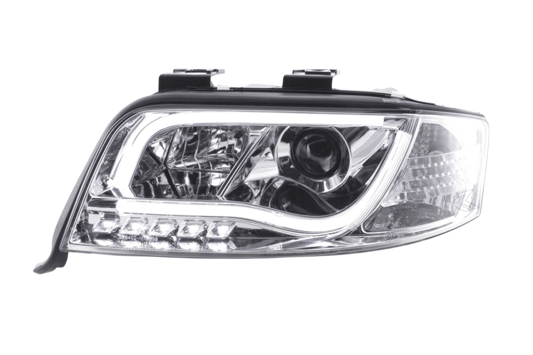 Audi A6 (C5 4B) Chrome LED Headlights with Daytime Running Lights (2001-2004) - With R87 approval