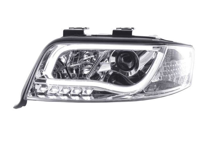 Audi A6 (C5 4B) Chrome LED Headlights with Daytime Running Lights (2001-2004) - With R87 approval