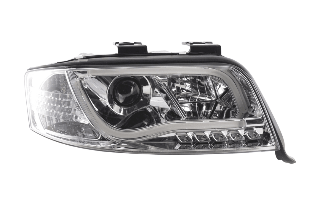 Audi A6 (C5 4B) Chrome LED Headlights with Daytime Running Lights (2001-2004) - With R87 approval