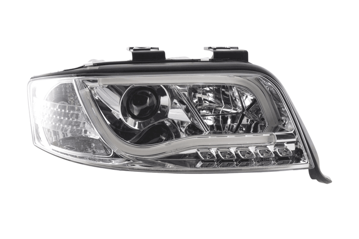 Audi A6 (C5 4B) Chrome LED Headlights with Daytime Running Lights (2001-2004) - With R87 approval
