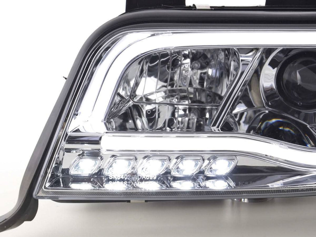 Audi A6 (C5 4B) Chrome LED Headlights with Daytime Running Lights (2001-2004) - With R87 approval
