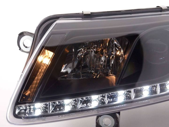 Audi A6 (C6 4F) Black Xenon LED Headlights with Daytime Running Lights (2004-2008)