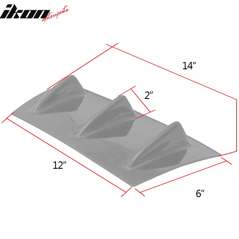 Universal 14"x6" 3 Fins Carbon Fiber Print Rear Bumper Diffuser ABS