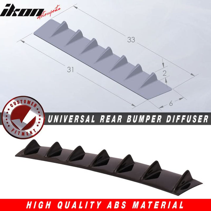 33" x 6" Universal Rear Bumper Diffuser Lip 7 Shark Fins Under