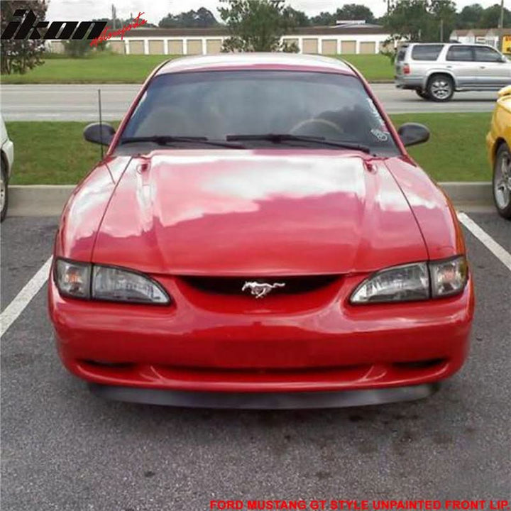 1994-1998 Ford Mustang GT Style Unpainted Black Front Bumper Lip PU