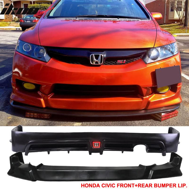 Fits 09-11 Civic HF-P Front & Mugen RR Rear Bumper Lip & Brake Lamp PU