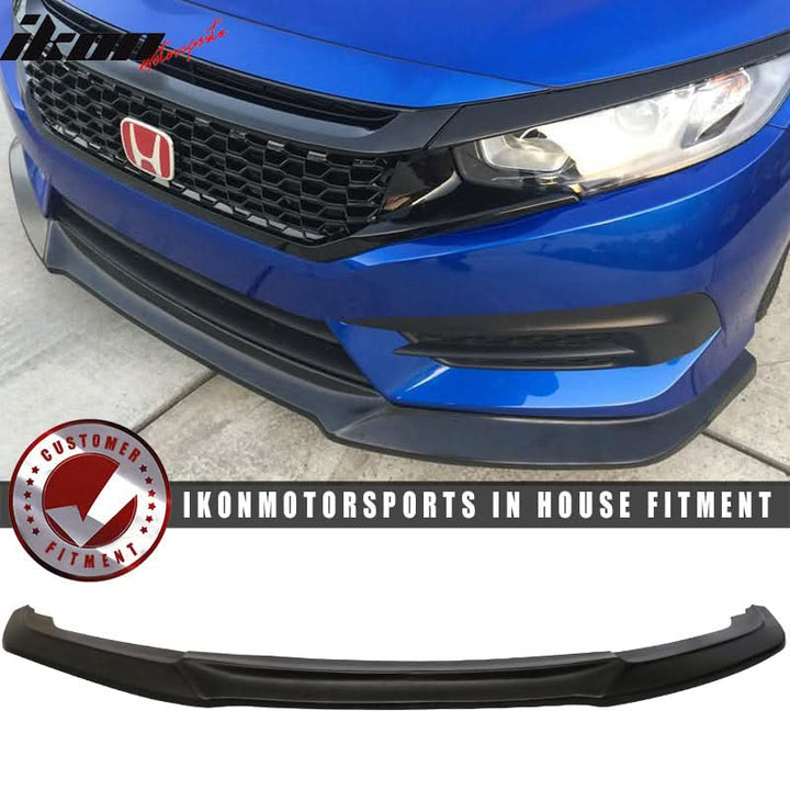 Fits 16-18 Honda Civic Coupe Sedan GT Front Lip & Gloss Mesh Grille
