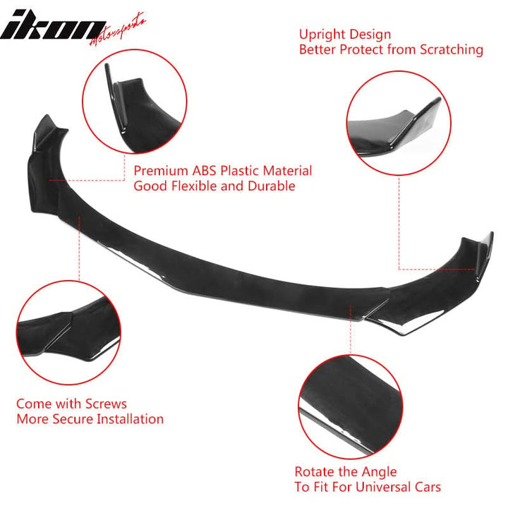 Universal 62"-66" Adjustable B Style Front Bumper Lip 3PC