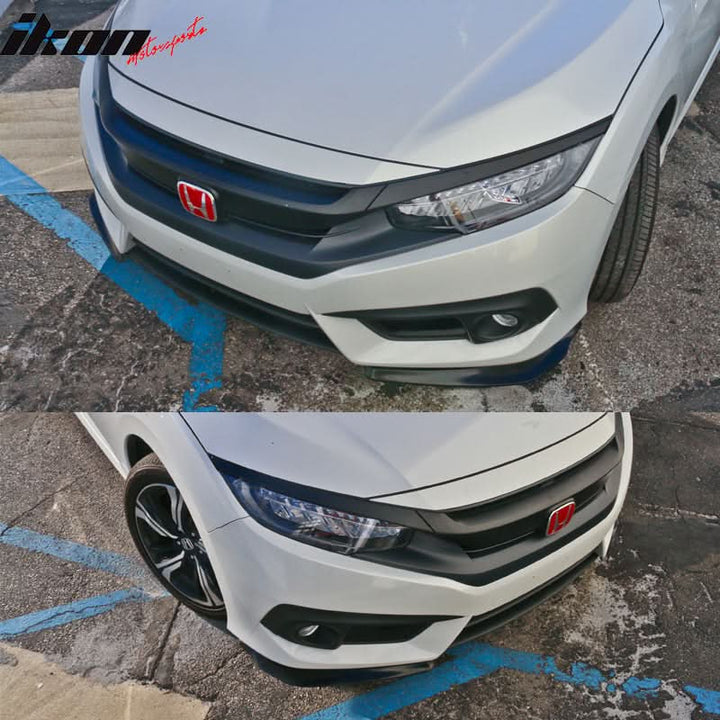 2016-2018 Honda Civic 2PC Unpainted Front Lip Splitter Spoiler PP