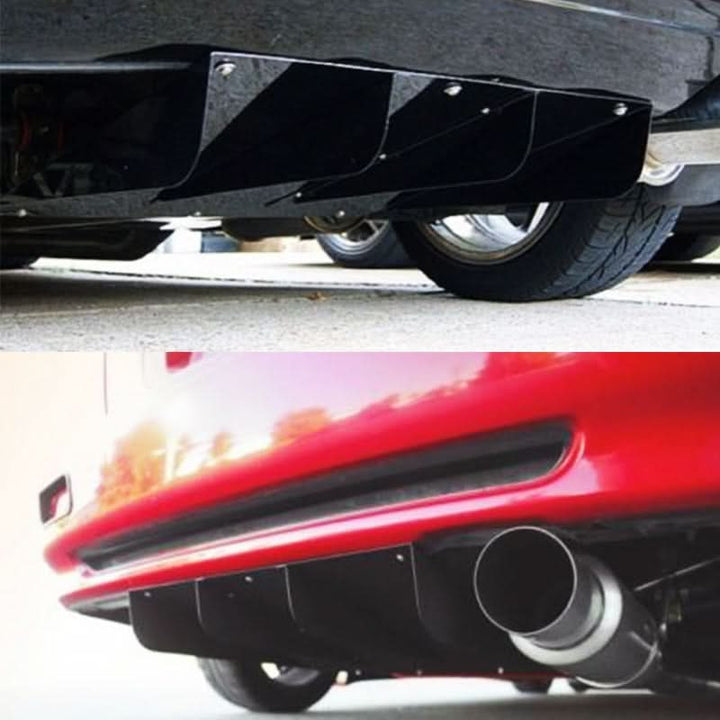 Universal 22" x 21" Texture Rear Bumper Canards 4 Shark Fins Aluminum