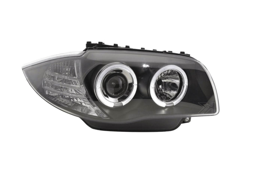 BMW 1-series E81 E82 E87 E88 Black Angel Eyes Headlight Set (2004-2011)