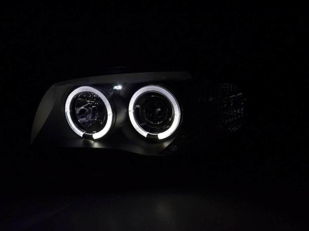 BMW 1-series E81 E82 E87 E88 Black Angel Eyes Headlight Set (2004-2011)