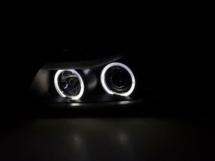 BMW 3-series E90 E91 Black Angel Eyes LED Headlight Set (2005-2012)