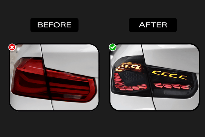 BMW 3 Series F30 F35 F80 Black Dragon Scale LED Tail Lights (2012-2019)