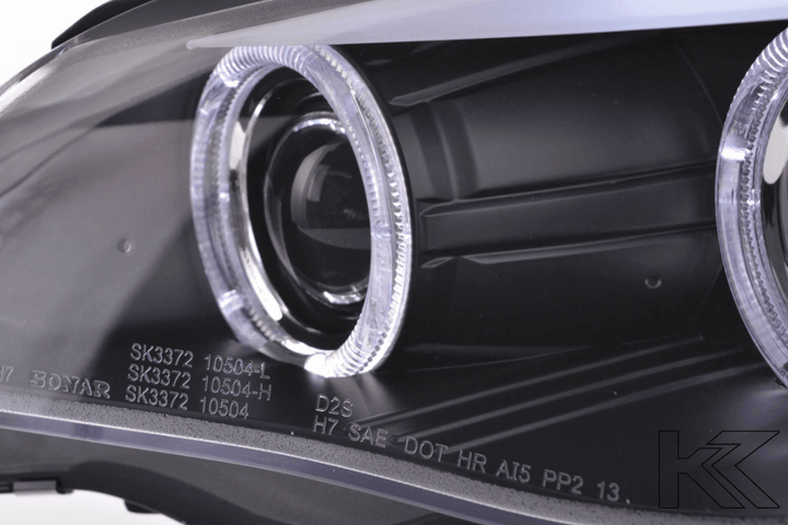 BMW 5-series E60 E61 Black Angel Eyes Headlight Set (2003-2007)