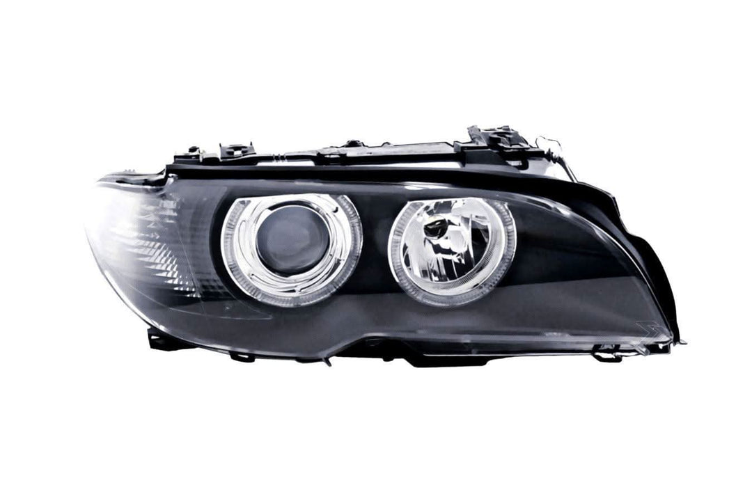 BMW E46 3-Series Coupe Black OE+ Angel Eyes Headlights - (2002-2005)
