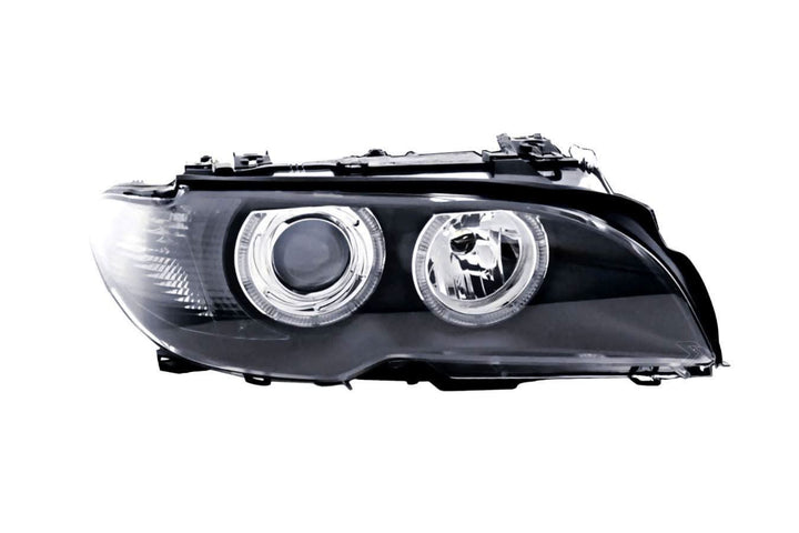 BMW E46 3-Series Coupe Black OE+ Angel Eyes Headlights - (2002-2005)