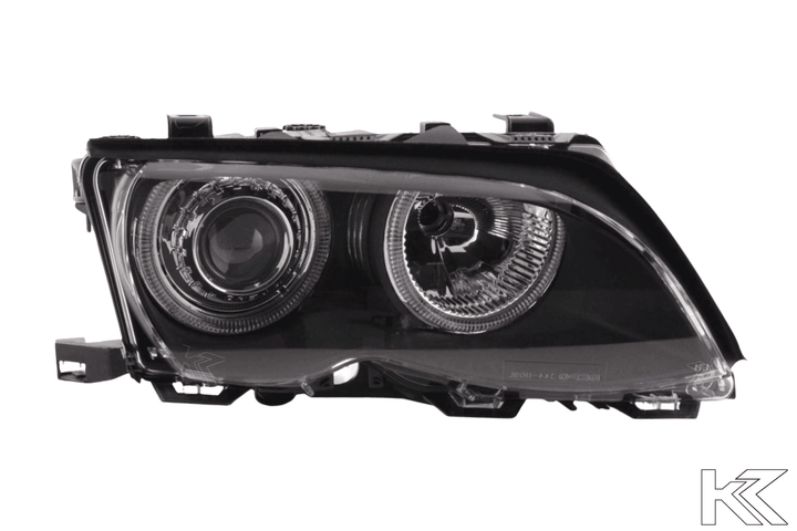 BMW E46 3-Series Sedan Black OE+ Angel Eyes Headlights - (2003-2006)