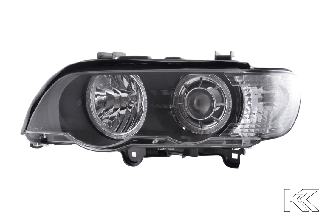 BMW X5 (Type E53) Black OE+ Angel Eyes Headlights - (2000-2003)