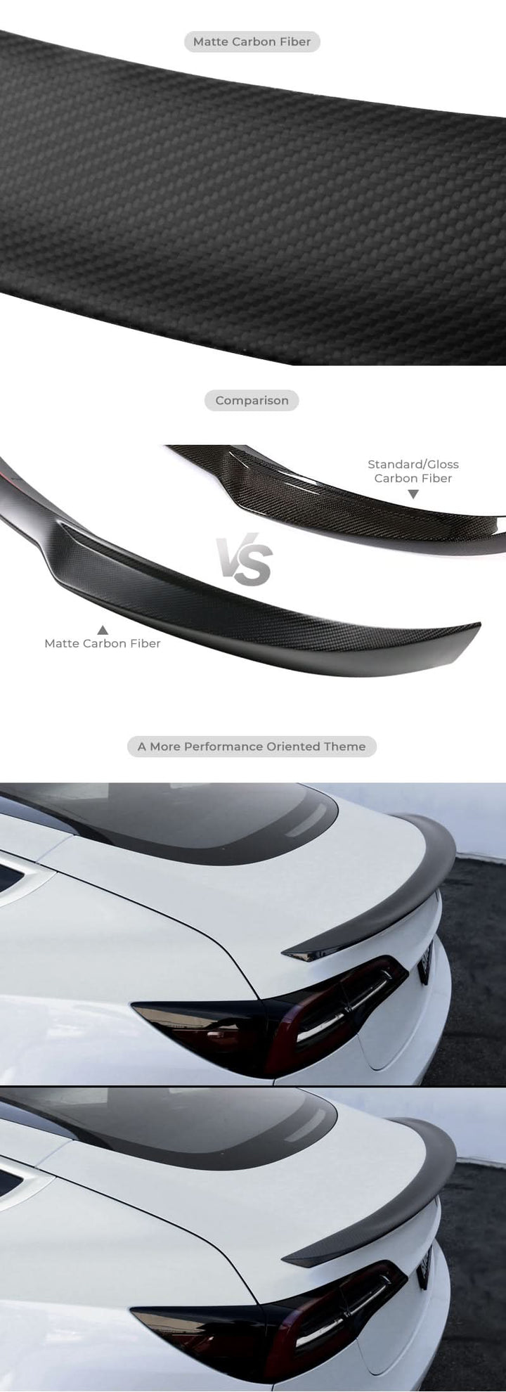 2015-2022 Ford Mustang GT350R Style Carbon Fiber Trunk Spoiler Wing