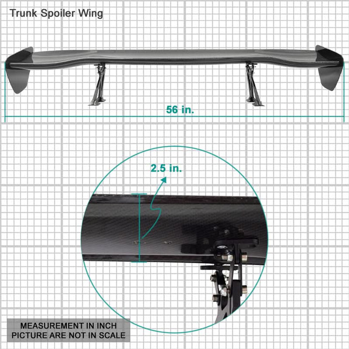 Universal 56" Inch GT Style Racing Trunk Spoiler Wing 3D Carbon Fiber