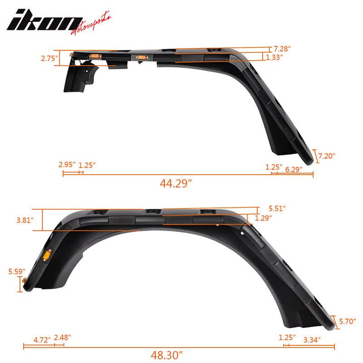 2007-2018 Jeep Wrangler JK Pocket Rivet Fender Flare w/ LED Side Maker