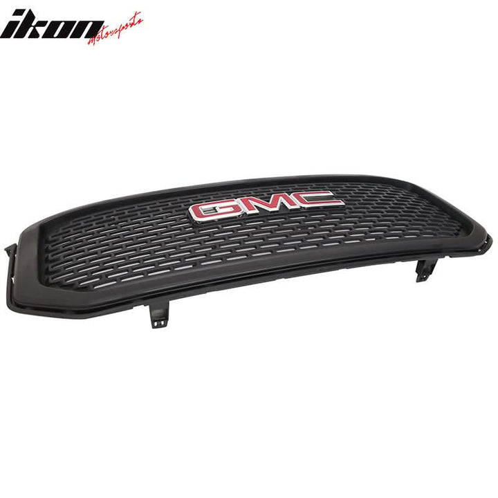 Fits 15-18 GMC Yukon XL Black ABS Front Bumper Grille + Red GMC Emblem