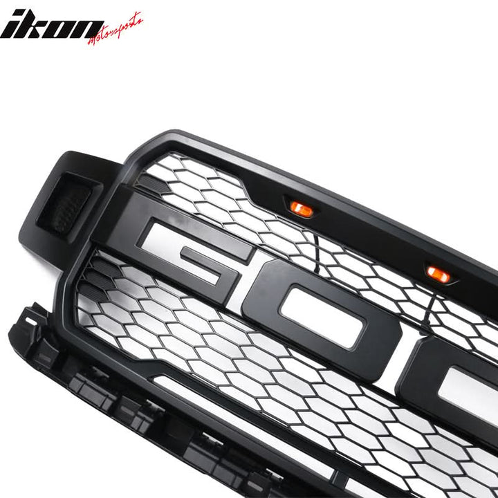 2018-2020 Ford F150 R Style Front Bumper Hood Grille Matte Black