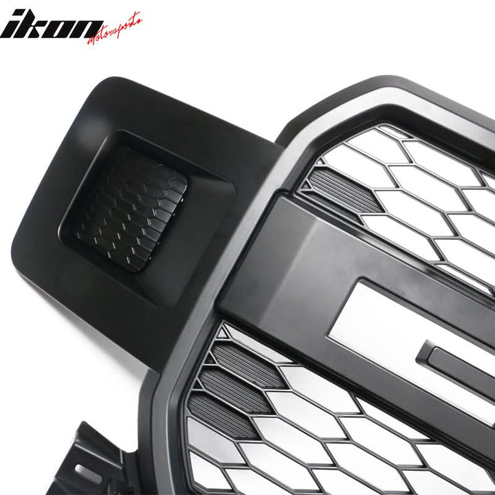 2018-2020 Ford F150 R Style Front Bumper Hood Grille Matte Black