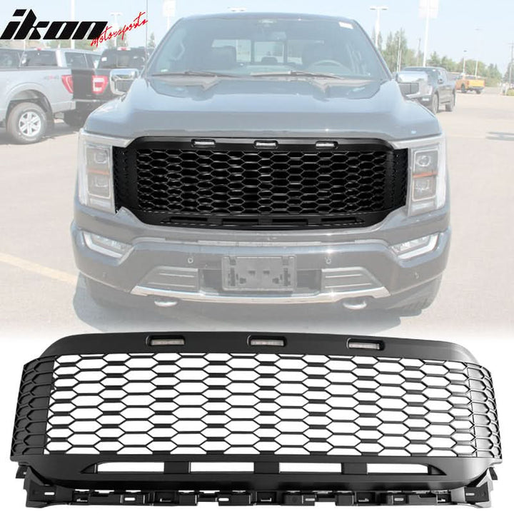 2021-2023 Ford F-150 Grill R Style Front Mesh Car Grille w/ LED ABS