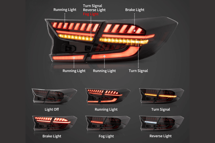 Honda Accord 10th Gen (CV1/CV2/CV3) Pre-Facelift LED Tail Lights (2018-2021)