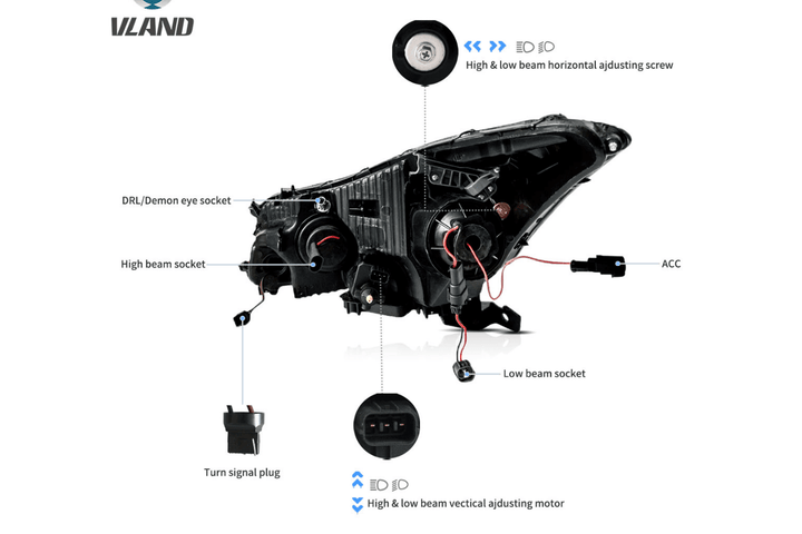 Honda Accord 8th Gen Inspired Black Demon Eyes and Ordinary Projector Headlights (2008-2012)