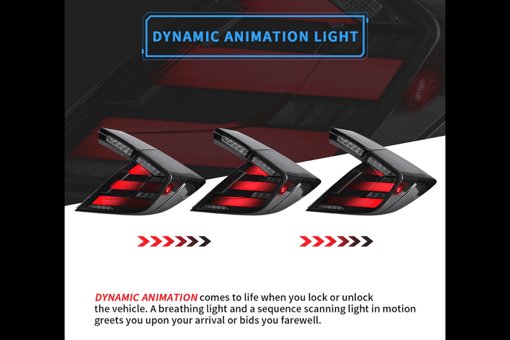 Honda Civic 10th Gen Hatchback and Type R Smoked Style LED Tail Lights Upgrade (2016-2021)