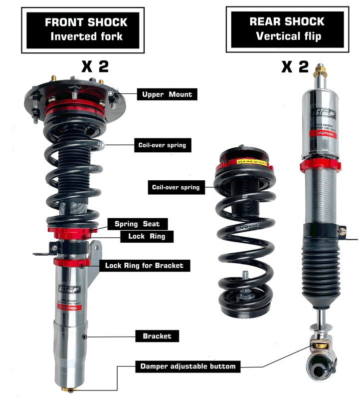 AGT Shock 2014-2020 F82/F83 M4 MK1 Front Inverted Fork/Rear Flip - Front Spring Rate: 7K210 Rear Spring Rate: 10K200