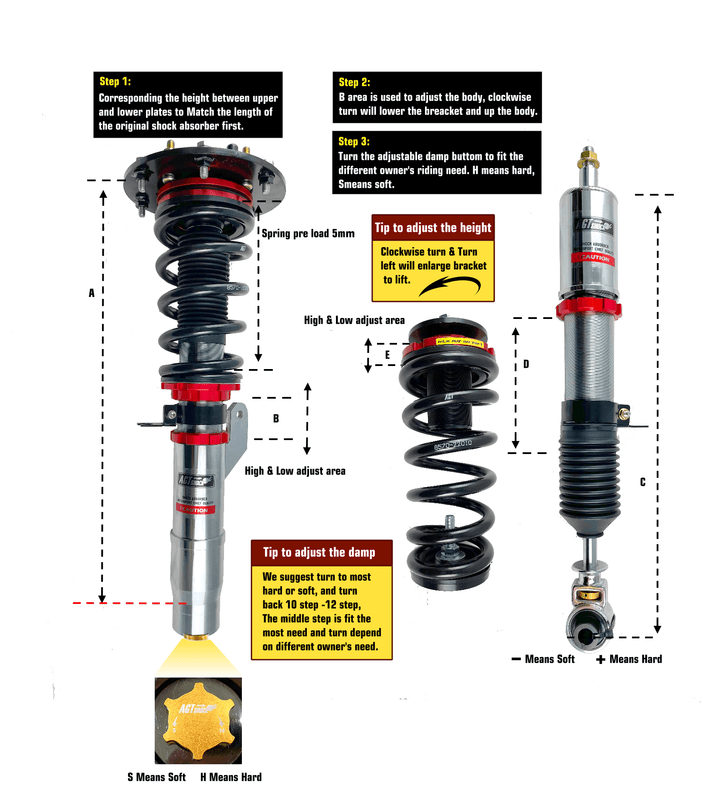 AGT Shock 2014-2020 F82/F83 M4 MK1 Front Inverted Fork/Rear Flip - Front Spring Rate: 7K210 Rear Spring Rate: 10K200