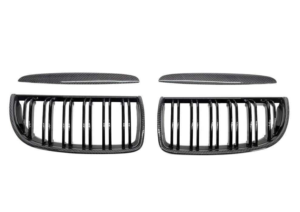 Kies-Motorsports Kies Carbon 2005-2007 BMW 3 Series (E90) Pre-LCI Carbon Fiber Double Slatted Kidney Grills