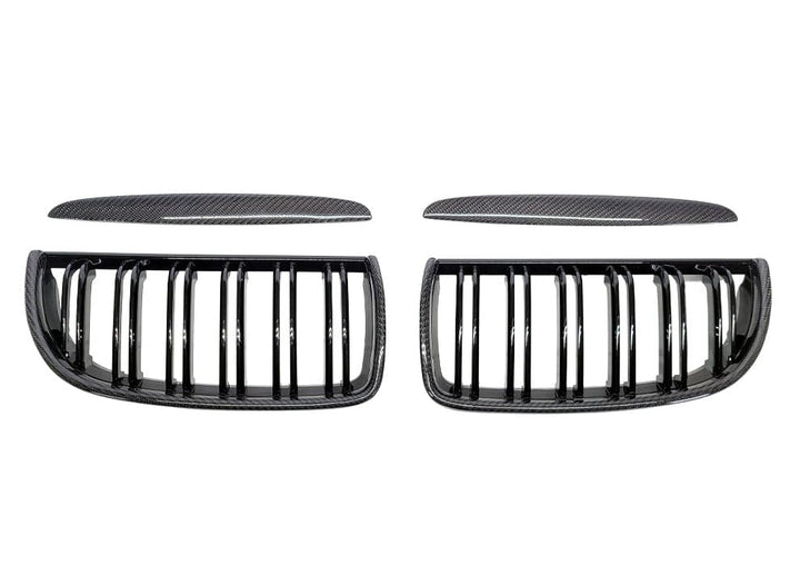 Kies-Motorsports Kies Carbon 2005-2007 BMW 3 Series (E90) Pre-LCI Carbon Fiber Double Slatted Kidney Grills
