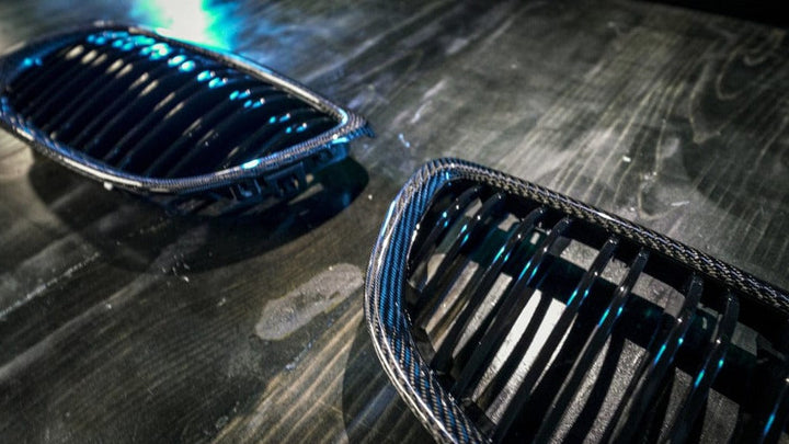 2007-2010 BMW 3 Series (E92) Pre-LCI Carbon Fiber Dual Slat Kidney Grilles (Various Finishes)