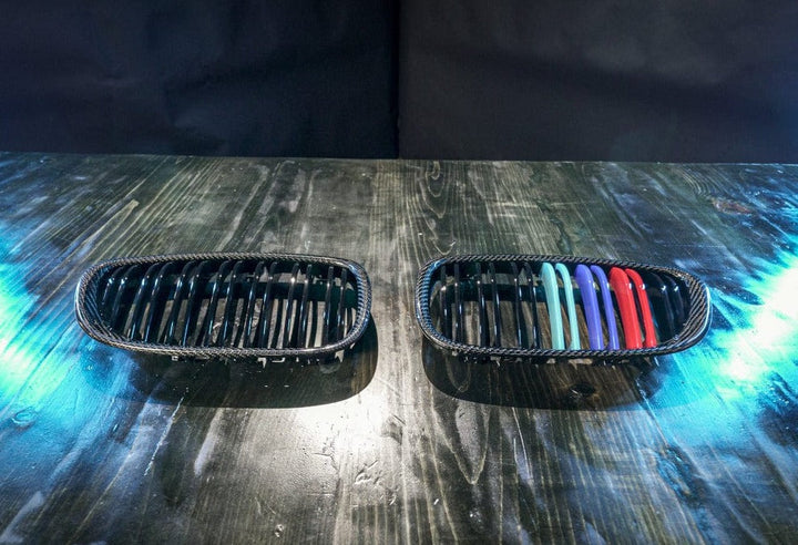 2007-2010 BMW 3 Series (E92) Pre-LCI Carbon Fiber Dual Slat Kidney Grilles (Various Finishes)