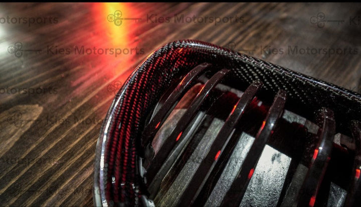 Kies-Motorsports Kies Carbon 2008-2012 BMW 3 Series (E90) LCI Carbon Fiber Double Slatted Kidney Grilles