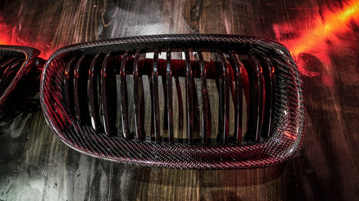 Kies-Motorsports Kies Carbon 2008-2012 BMW 3 Series (E90) LCI Carbon Fiber Double Slatted Kidney Grilles