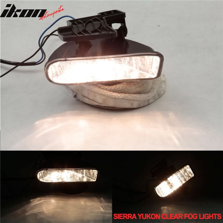 Fits Yukon Xl Sierra Clear Fog Lights+Bulbs+Wiring Kit Switch Harness